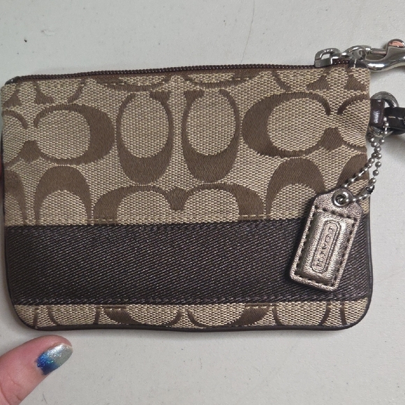 Coach Brown Wristlet with Signature Pattern - Picture 2 of 5